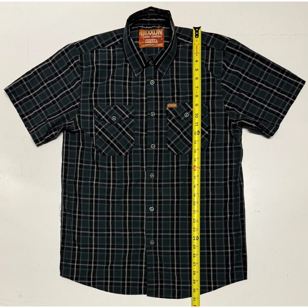 Dixxon Flannel Co Sequoia Mens Medium Black Grey Plaid Bamboo Short Sleeve Shirt